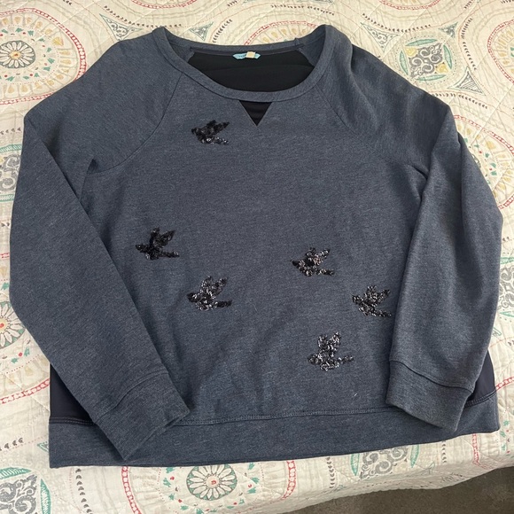 ANTHROPOLOGY Leifnotes Sequin Bird Migration Sweater - Picture 2 of 5